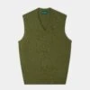 Norfolk Men's Lambswool Slipover In Green Bean - Classic Fit