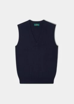 Erin Luxury Vee Neck Tank Top In Dark Navy