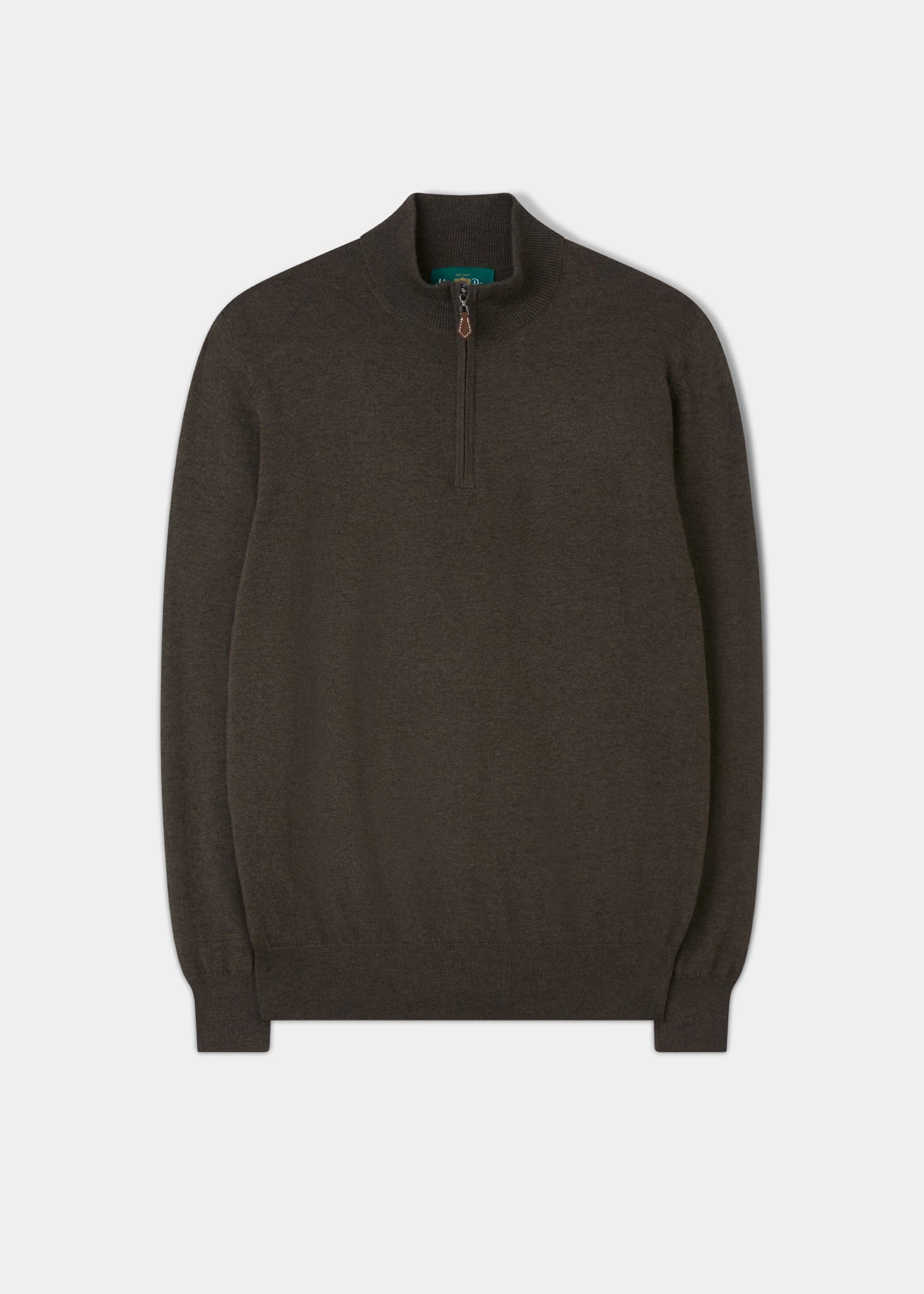 Ashfield 1/4 Zip Cotton Merino Jumper In Seaweed 1 Ashfield 1/4 Zip Cotton Merino Jumper In Seaweed