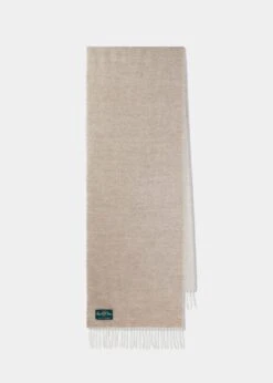 Tackley Two Colour Reversible Cashmere Scarf In Beige And Linen