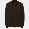 Aberfoyle Men's Lambswool Cable Front Zip Mock Neck In Cocoa