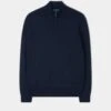 Ashfield 1/4 Zip Cotton Merino Jumper In Dark Navy