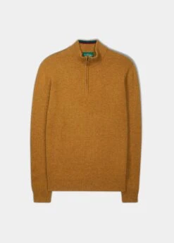 Streetly Men's 1/2 Zip Mock Neck Jumper In Gazelle - Classic Fit