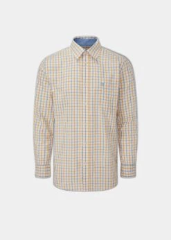 Aylesbury Men's Blue And Gold Check Shirt - Regular Fit