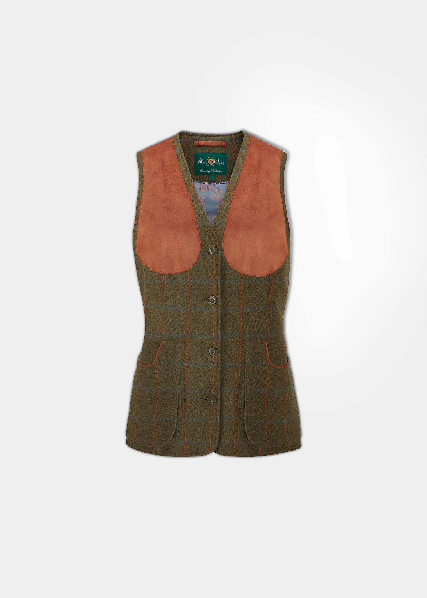 Combrook Ladies Tweed Shooting Waistcoat In Willow - Regular Fit 1 Combrook Ladies Tweed Shooting Waistcoat In Willow - Regular Fit