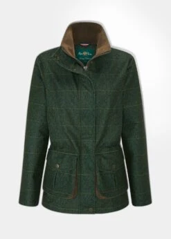 Didsmere Ladies Technical Tweed Coat In Myrtle - Regular Fit