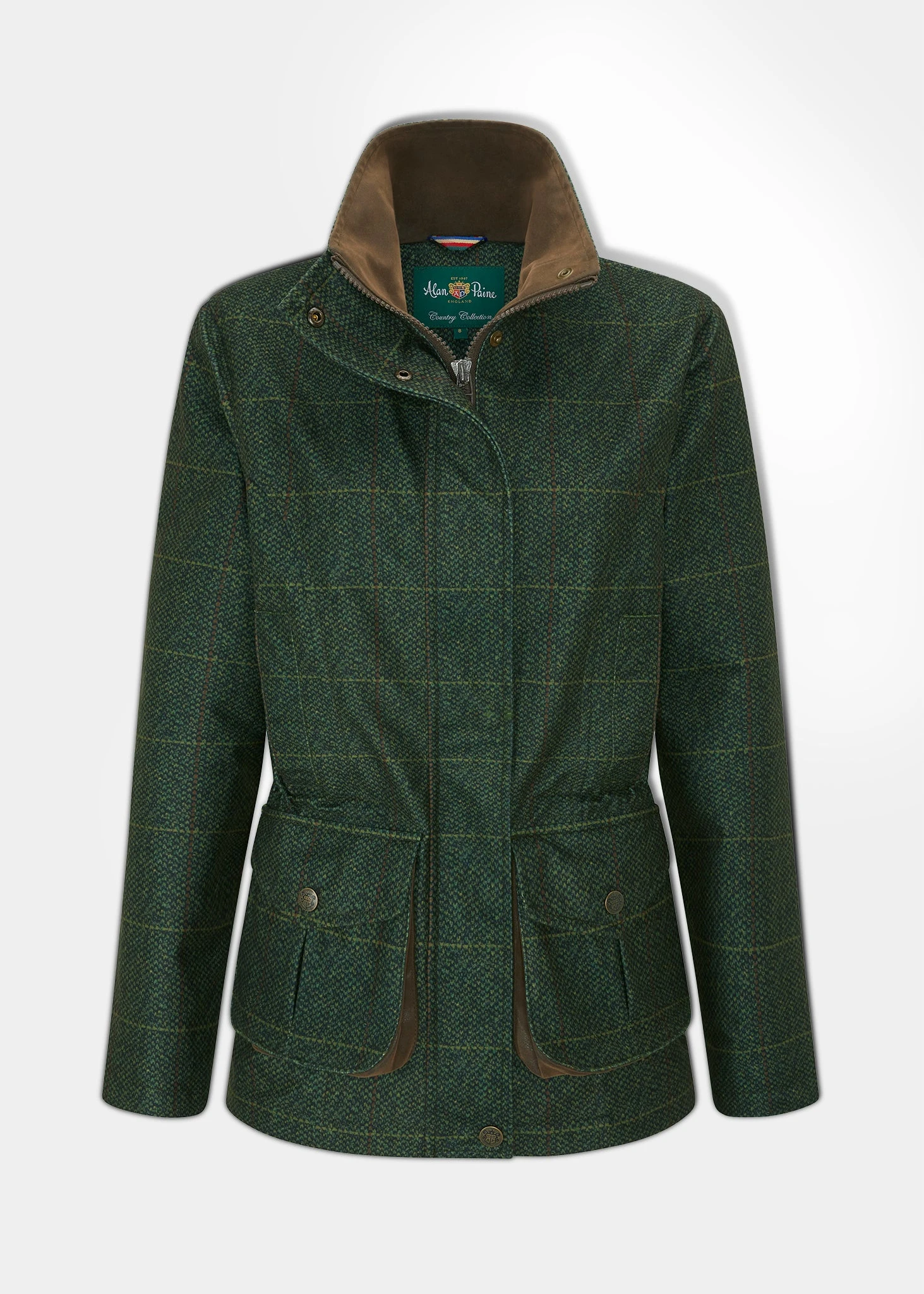 Didsmere Ladies Technical Tweed Coat In Myrtle - Regular Fit 1 Didsmere Ladies Technical Tweed Coat In Myrtle - Regular Fit