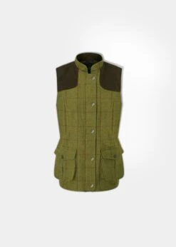 Rutland Ladies Tweed Gilet In Lichen