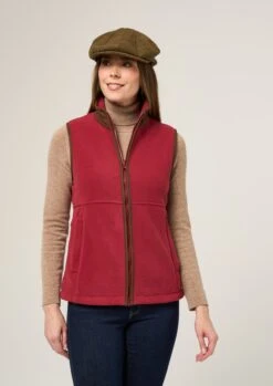 Aylsham Ladies Fleece Gilet In Cranberry - Regular Fit -AlanPaine Shop Aylsham Fleece Gilet Cranberry 1