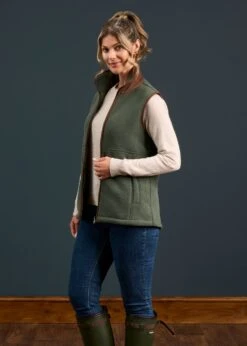 Aylsham Ladies Fleece Gilet In Cedar Green - Regular Fit -AlanPaine Shop Aylsham Ladies Fleece Gilet Cedar 1