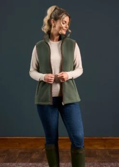 Aylsham Ladies Fleece Gilet In Cedar Green - Regular Fit -AlanPaine Shop Aylsham Ladies Fleece Gilet Cedar 2