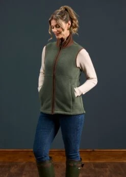 Aylsham Ladies Fleece Gilet In Cedar Green - Regular Fit -AlanPaine Shop Aylsham Ladies Fleece Gilet Cedar 3