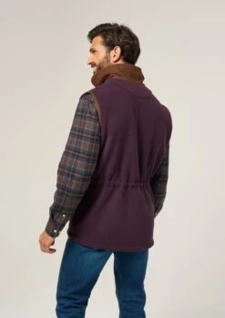 Aylsham Men's Fleece Gilet In Plum - Regular Fit -AlanPaine Shop Aylsham Mens Fleece Gilet Plum 2