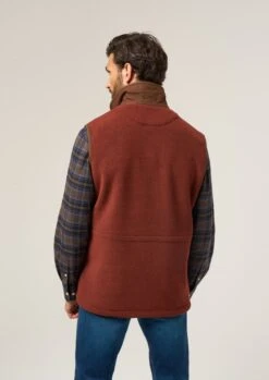 Aylsham Men's Fleece Gilet In Rust - Regular Fit -AlanPaine Shop Aylsham Mens Fleece Gilet Rust 3