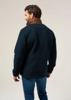 Aylsham Men's Fleece Jacket In Dark Navy - Regular Fit -AlanPaine Shop Aylsham Mens Fleece Jacket Navy 3