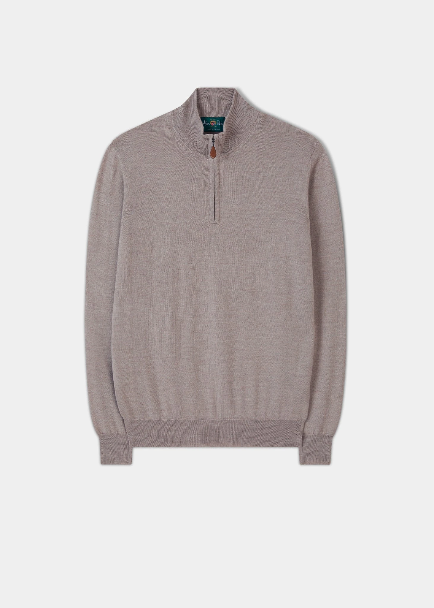 Barton Merino Wool 1/4 Zip Mock Jumper In Linen - Regular Fit 1 Barton Merino Wool 1/4 Zip Mock Jumper In Linen - Regular Fit