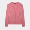 Briony Ladies Cotton Cashmere Cardigan In Carnation