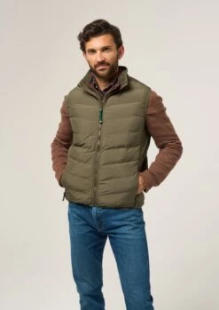 Calsall Men's Hybrid Gilet In Olive - Regular Fit -AlanPaine Shop Calsall Hybrid Quilted Gilet Olive 3