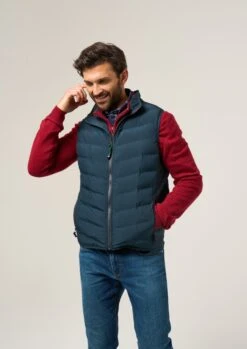 Calsall Men's Hybrid Gilet In Navy - Regular Fit -AlanPaine Shop Calsall Mens Hybrid Quilted Gilet Navy 1