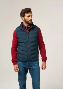 Calsall Men's Hybrid Gilet In Navy - Regular Fit -AlanPaine Shop Calsall Mens Hybrid Quilted Gilet Navy 5