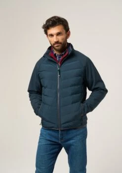 Calsall Men's Hybrid Jacket In Navy - Regular Fit -AlanPaine Shop Calsall Mens Hybrid Quilted Jacket Navy 1 0667a997 fb45 4d23 99c2 8fff80d013b1