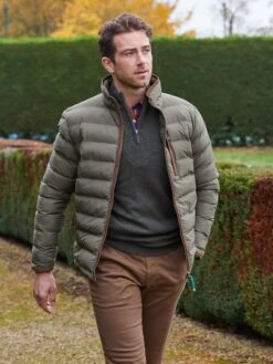 Calsall Men's Jacket In Olive -AlanPaine Shop Calsall Mens Quilted Jacket Olive