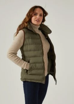 Calsall Ladies Olive Gilet - Regular Fit -AlanPaine Shop Calsall Womens Quilted Country Gilet Olive 1