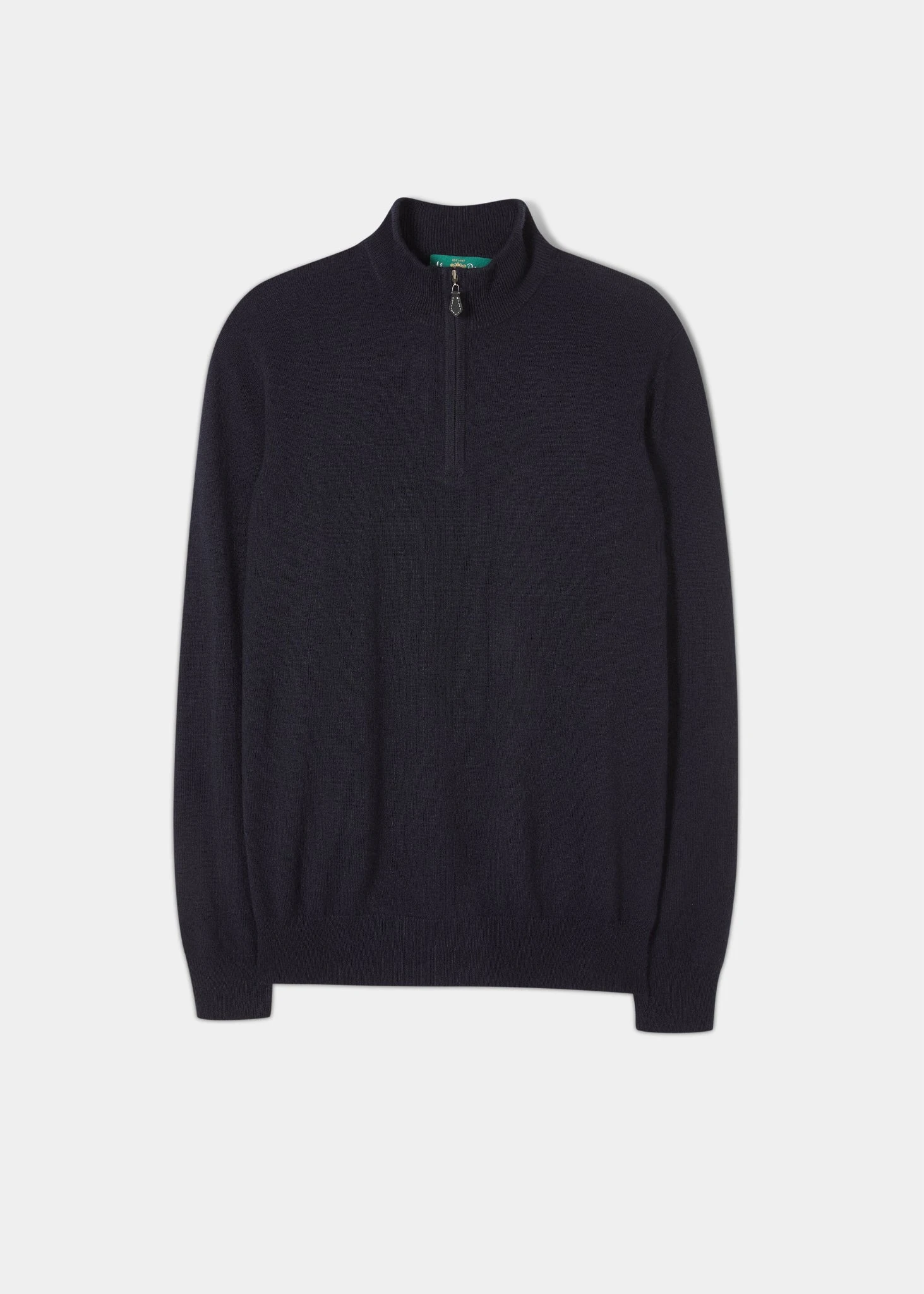 Hanbury Cashmere Zipped Mock Neck Jumper In Dark Navy - Regular Fit 1 Hanbury Cashmere Zipped Mock Neck Jumper In Dark Navy - Regular Fit