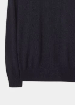 Hanbury Cashmere Zipped Mock Neck Jumper In Dark Navy - Regular Fit 5 Hanbury Cashmere Zipped Mock Neck Jumper In Dark Navy - Regular Fit -AlanPaine Shop Cashmere Half Zip Sweater Navy 3