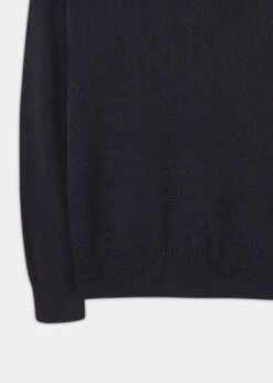 Selkirk Cashmere Jumper In Dark Navy - Classic Fit -AlanPaine Shop Cashmere Saddle Shoulder Navy Jumper 3