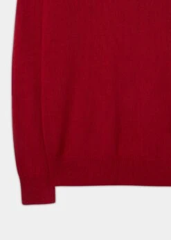 Selkirk Cashmere Jumper In Ruby - Classic Fit -AlanPaine Shop Cashmere Saddle Shoulder Ruby Navy Jumper 2