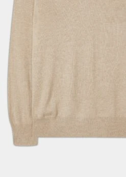 Haddington Cashmere Jumper In Linen - Regular Fit -AlanPaine Shop Cashmere Sweater Linen 2