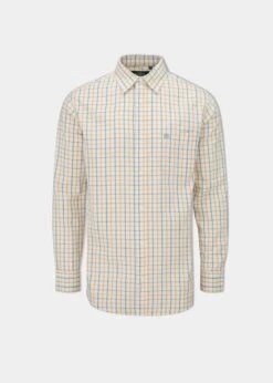 Ilkley Children's Check Country Shirt In Blue And Gold
