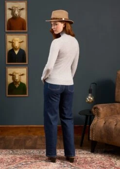 Clara Ladies Wool And Cashmere Roll Neck Jumper In Husky -AlanPaine Shop Clara Ladies Roll Neck Husky 2