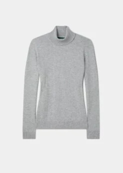 Clara Ladies Wool And Cashmere Roll Neck Jumper In Husky
