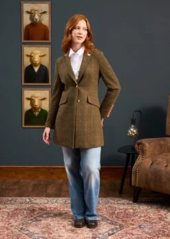Combrook Ladies Mid-Thigh Coat In Willow - Regular Fit -AlanPaine Shop Combrook Ladies Mid Thigh Coat Willow 4