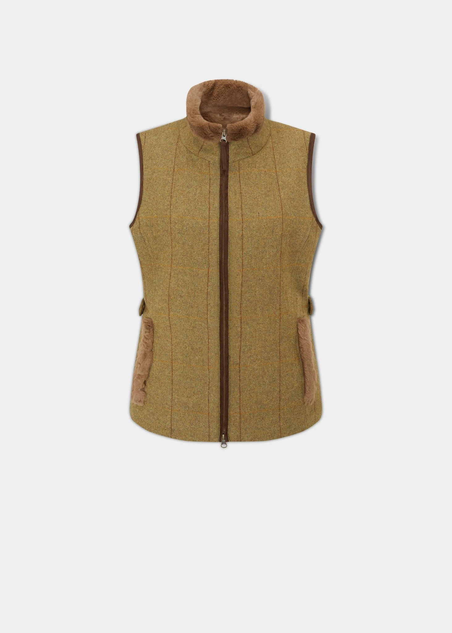 Combrook Ladies Tweed Gilet In Grove - Regular Fit 1 Combrook Ladies Tweed Gilet In Grove - Regular Fit