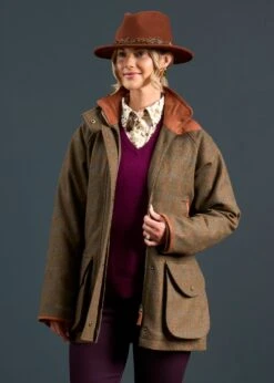 Combrook Ladies Tweed Shooting Coat In Willow - Shooting Fit -AlanPaine Shop Combrook Ladies Tweed Shooting Coat Willow 2
