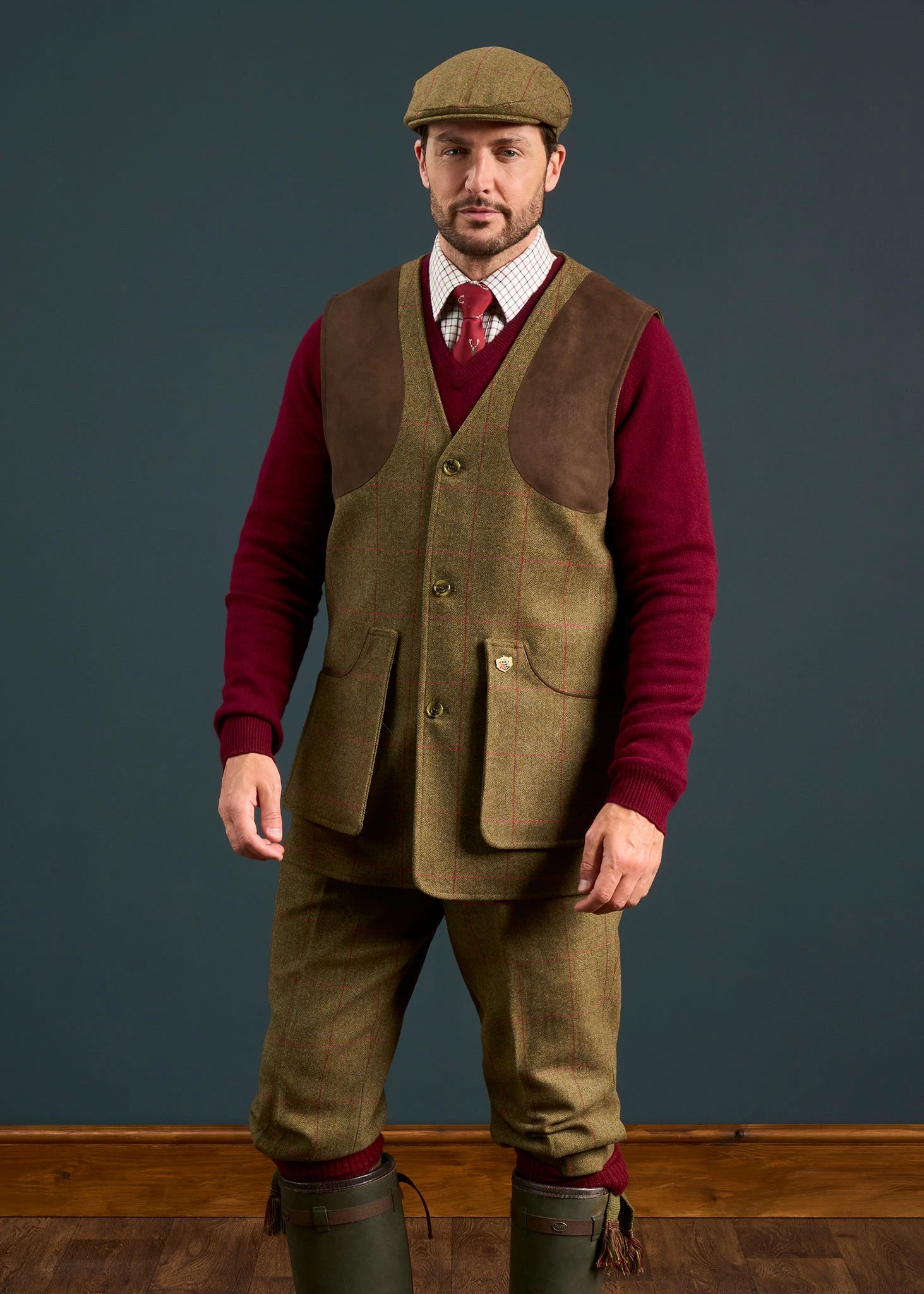 Combrook Men's Tweed Shooting Waistcoat In Sage - Shooting Fit 3 Combrook Men's Tweed Shooting Waistcoat In Sage - Shooting Fit - Image 3