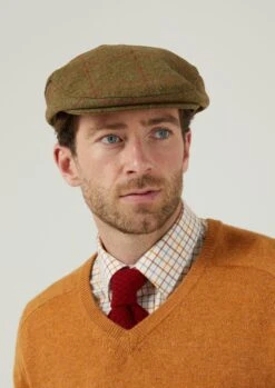Combrook Men's Tweed Flat Cap In Sage -AlanPaine Shop Combrook Mens Tweed Flat Cap Sage 5