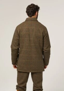 Combrook Men's Waterproof Tweed Coat In Teak - Regular Fit -AlanPaine Shop Combrook Mens Tweed Shooting Coat Teak 5
