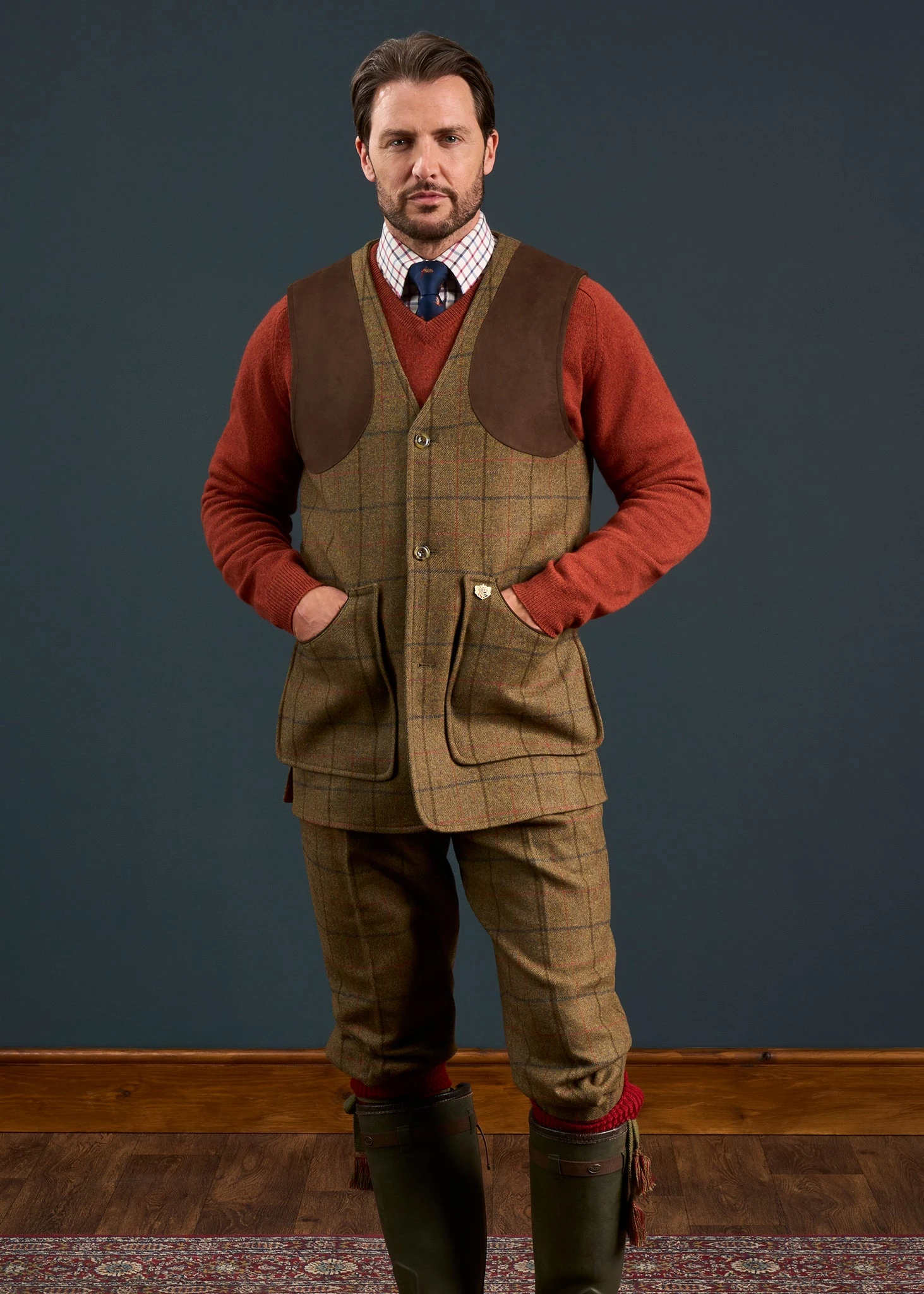 Combrook Men's Tweed Shooting Waistcoat In Thyme - Shooting Fit 5 Combrook Men's Tweed Shooting Waistcoat In Thyme - Shooting Fit - Image 5