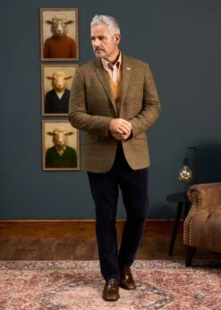 Combrook Men's Tweed Sports Blazer In Teak - Regular Fit -AlanPaine Shop Combrook Mens Tweed Sports Blazer Teak 3