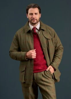 Combrook Men's Waterproof Tweed Coat In Reed - Regular Fit -AlanPaine Shop Combrook Mens Tweed Waterproof Shooting Coat Reed 2