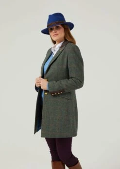 Combrook Ladies Mid-Thigh Coat In Spruce - Regular Fit -AlanPaine Shop Combrook Midlength Coat Spruce 04