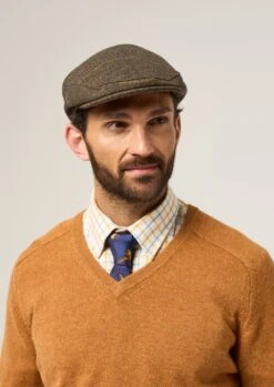 Combrook Men's Tweed Flat Cap In Teak 5 Combrook Men's Tweed Flat Cap In Teak -AlanPaine Shop Combrook Tweed Flat Cap Teak