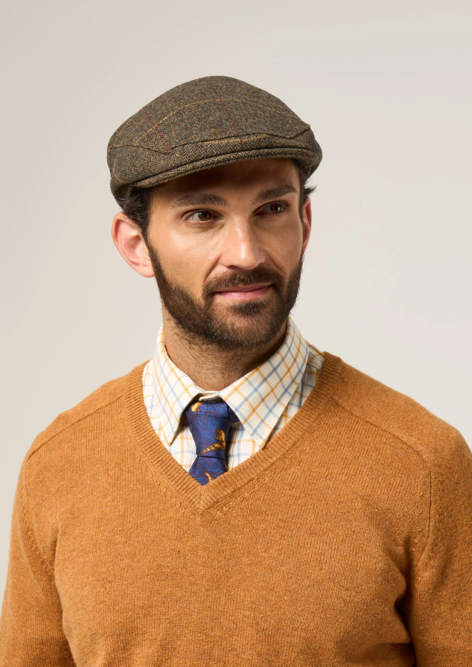 Combrook Men's Tweed Flat Cap In Teak 3 Combrook Men's Tweed Flat Cap In Teak - Image 3