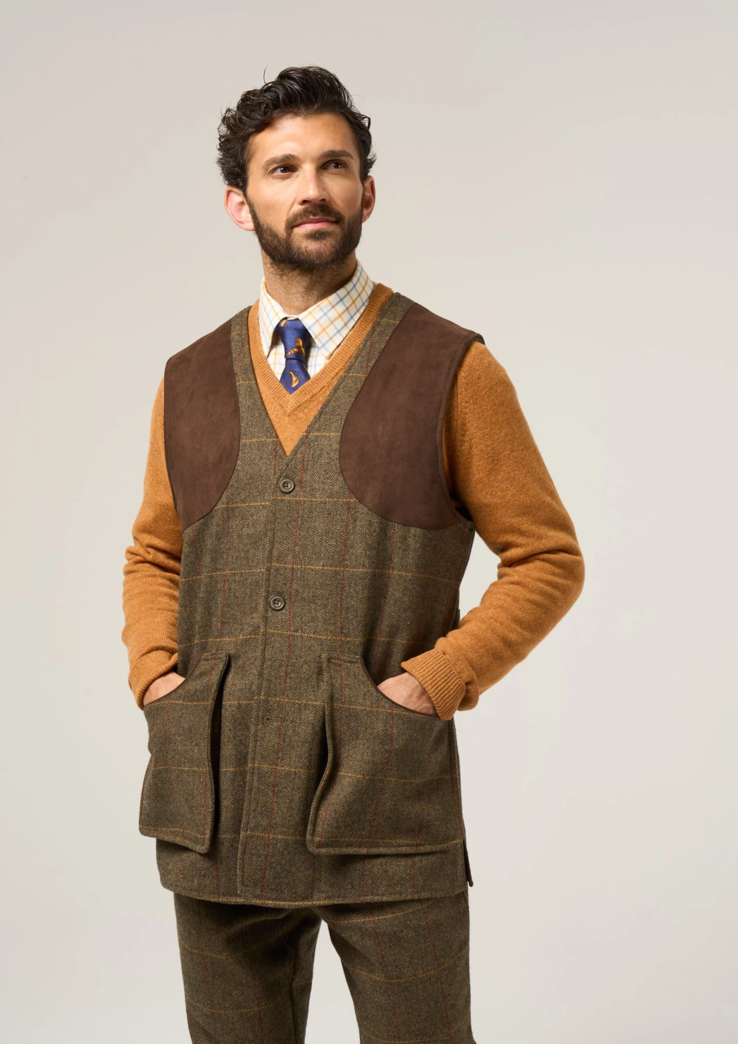 Combrook Men's Tweed Shooting Waistcoat In Teak - Shooting Fit 4 Combrook Men's Tweed Shooting Waistcoat In Teak - Shooting Fit - Image 4