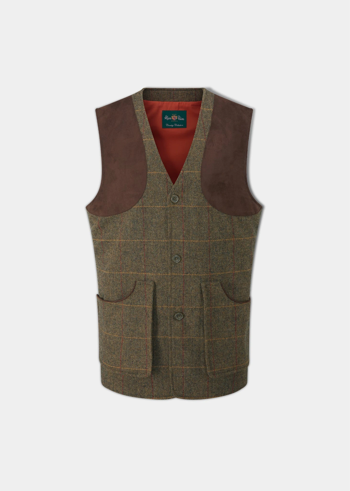 Combrook Men's Tweed Shooting Waistcoat In Teak - Shooting Fit 1 Combrook Men's Tweed Shooting Waistcoat In Teak - Shooting Fit