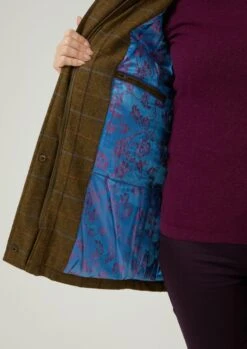 Combrook Ladies Tweed Shooting Coat In Hazel - Shooting Fit -AlanPaine Shop Combrook Womens Shooting Tweed Coat Hazel 5